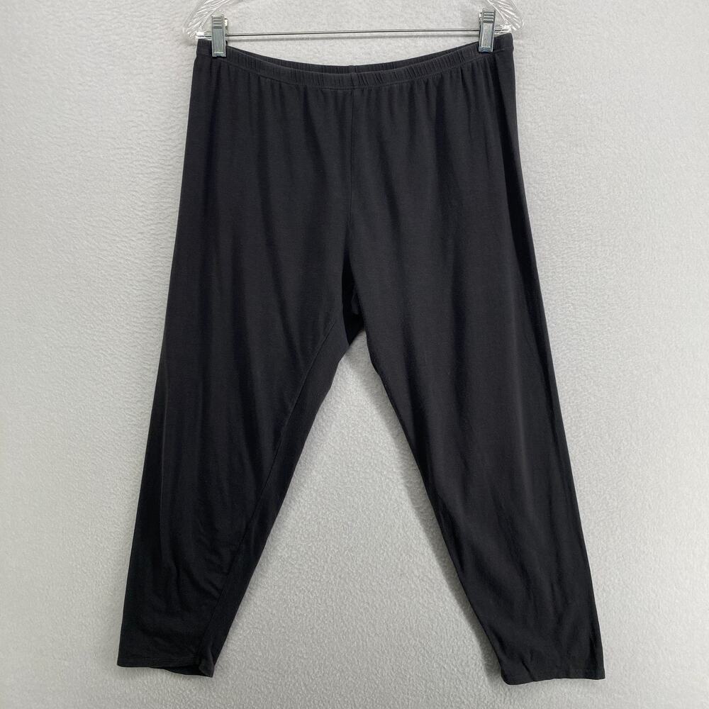 EILEEN FISHER Leggings 1X Plus Organic Cotton Stretch Jersey Cropped Gray USA